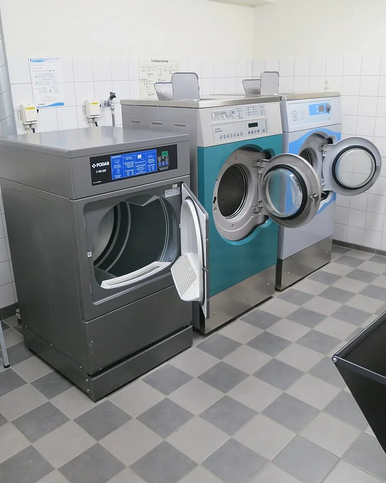 12 Apartment Laundry Room Ideas for Small Spaces That Deserve Better 12 Laundry closet with machines tucked behind a curtain