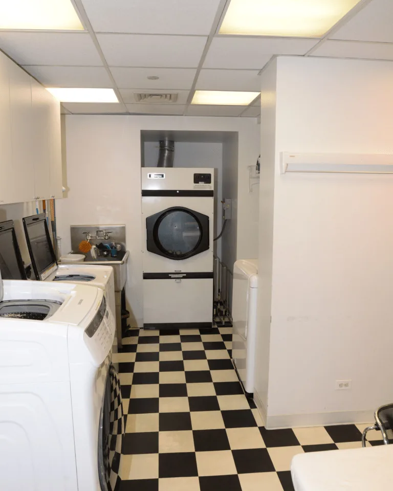 12 Apartment Laundry Room Ideas for Small Spaces That Deserve Better 16 Bright white small laundry room with closed cabinets and tidy shelves