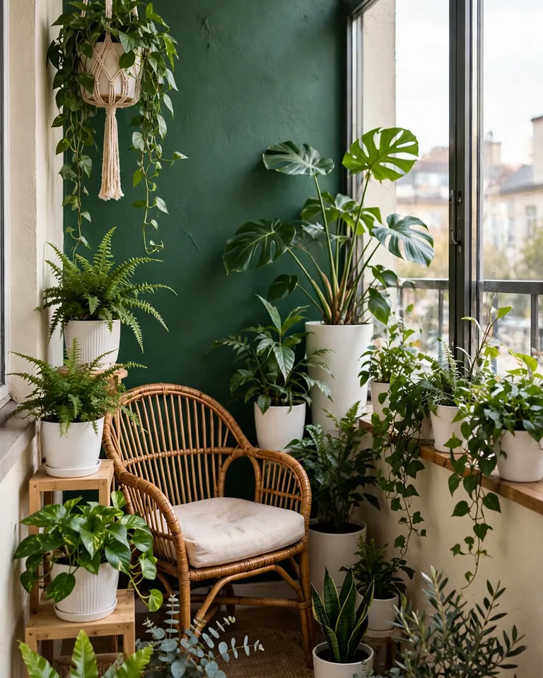 12 Small Balcony Color Palette Ideas That Make Tiny Outdoor Spaces Look Bigger 10 balcony-palette-deep-green