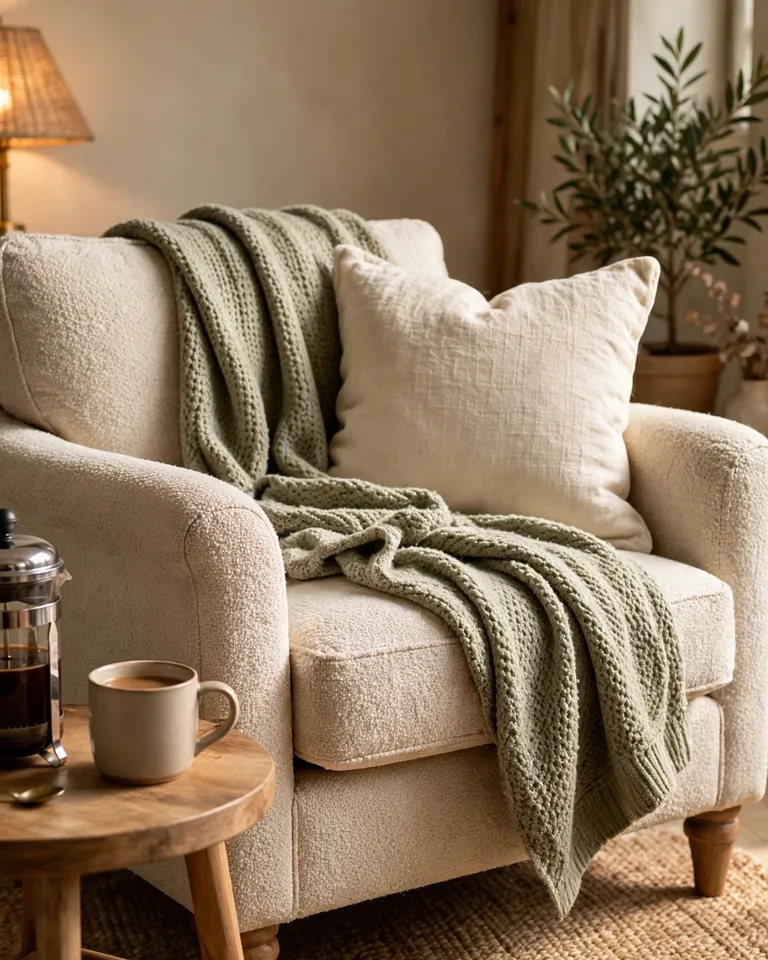 12 Bedroom Coffee Station Ideas That Bring the Morning Brew to Your Room 7 Cozy bedroom reading corner with an armchair, small side table, and a cup of coffee