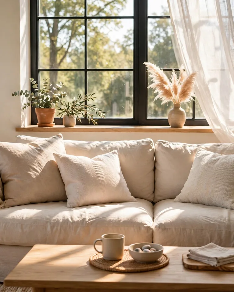 How to Brighten a Dark Room: 15 Fixes That Actually Work 1 Sunlight streaming through a living room window onto light furniture