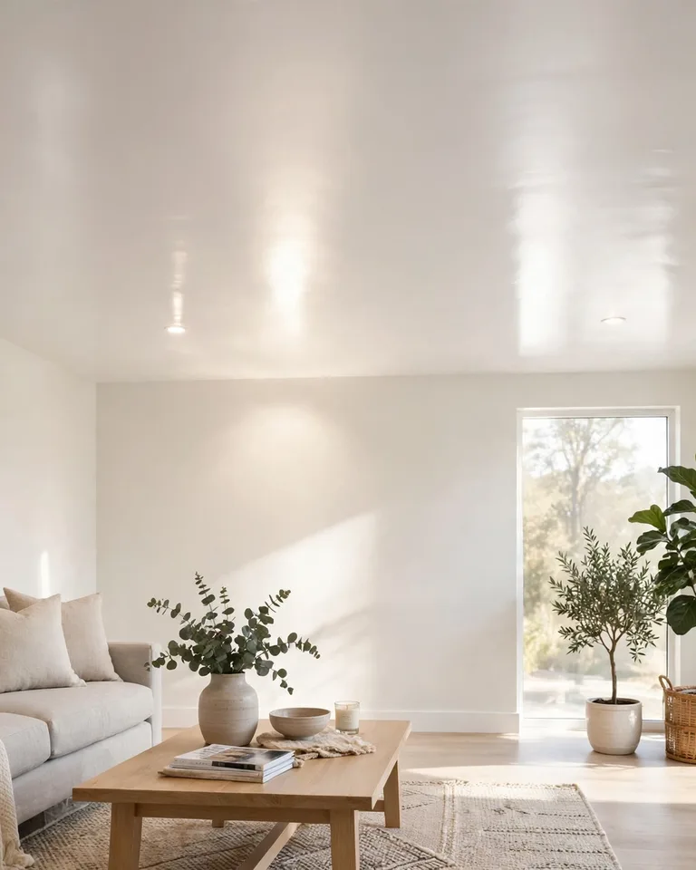 How to Brighten a Dark Room: 15 Fixes That Actually Work 5 Bright white ceiling making a living room feel taller and lighter