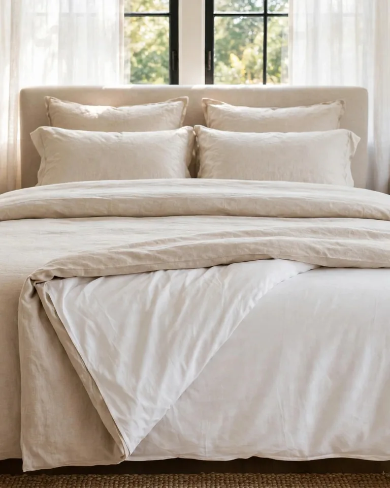 12 Bedding Finishing Touches That Make the Whole Bedroom Feel Complete 3 Duvet folded back at top of bed revealing folded sheet layer