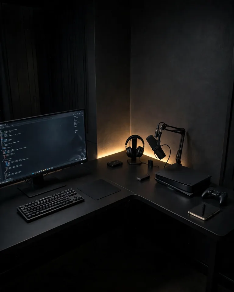 12 Black Gaming Setup Ideas That Look Sleek Without RGB Chaos 14 bgs-lshape