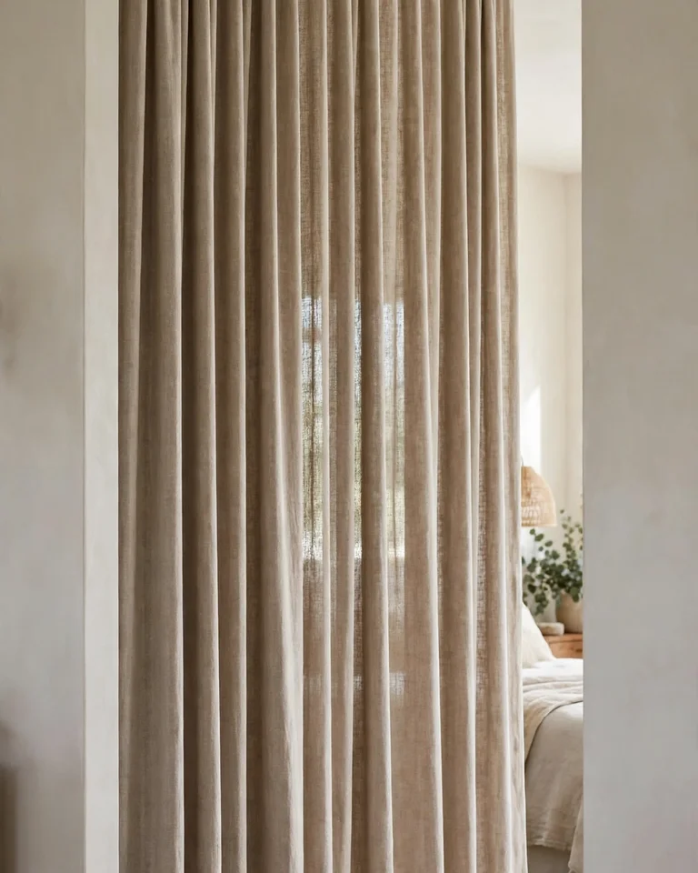 14 Ways to Cover a Doorway Without a Door (Renter-Friendly to Architectural) 4 cdw ceiling track curtain ai