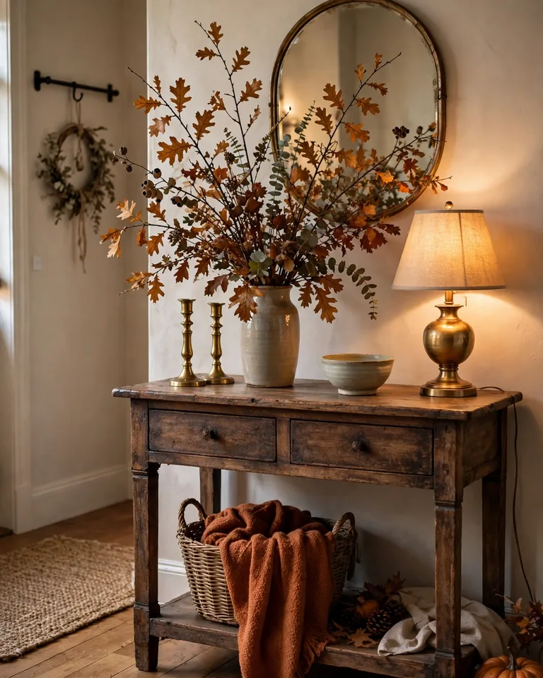 Fall Thanksgiving Decor Ideas: 12 Ways to Make Your Home Warm and Gather-Ready 7 fallthanks idea entryway console