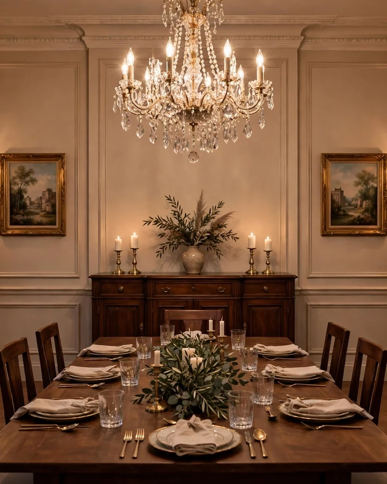 How to Make a Dining Room Look Formal: 12 Ideas That Work in Any Home 12 Symmetrical formal dining room with matching lamps and decor