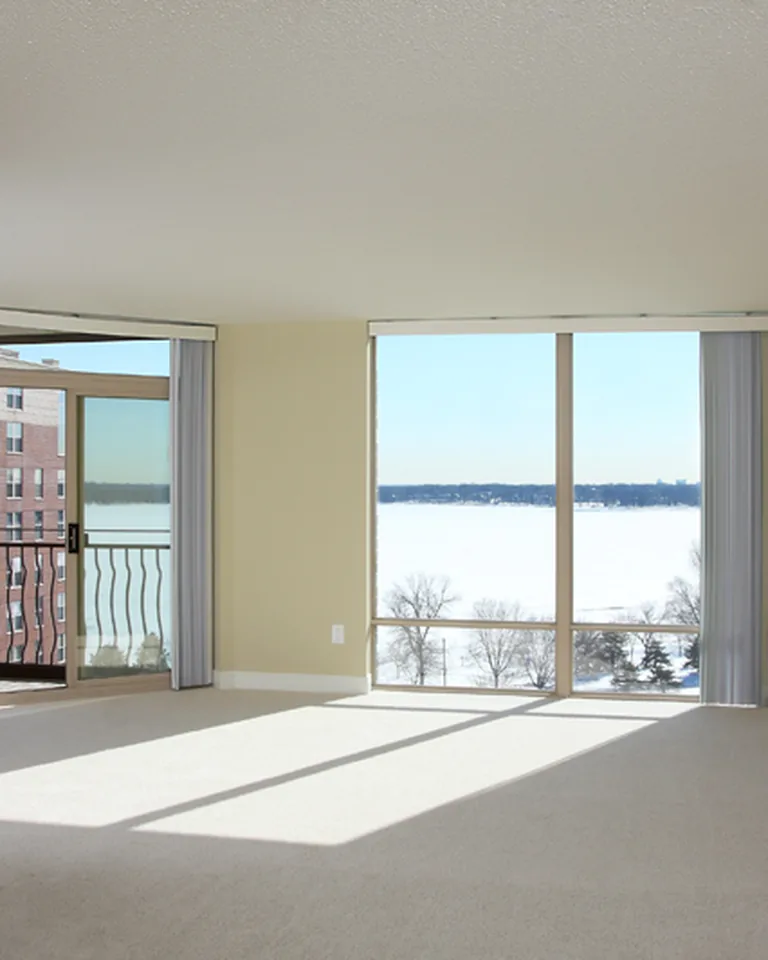 Simply furnished living room showing restrained staging without excess decor