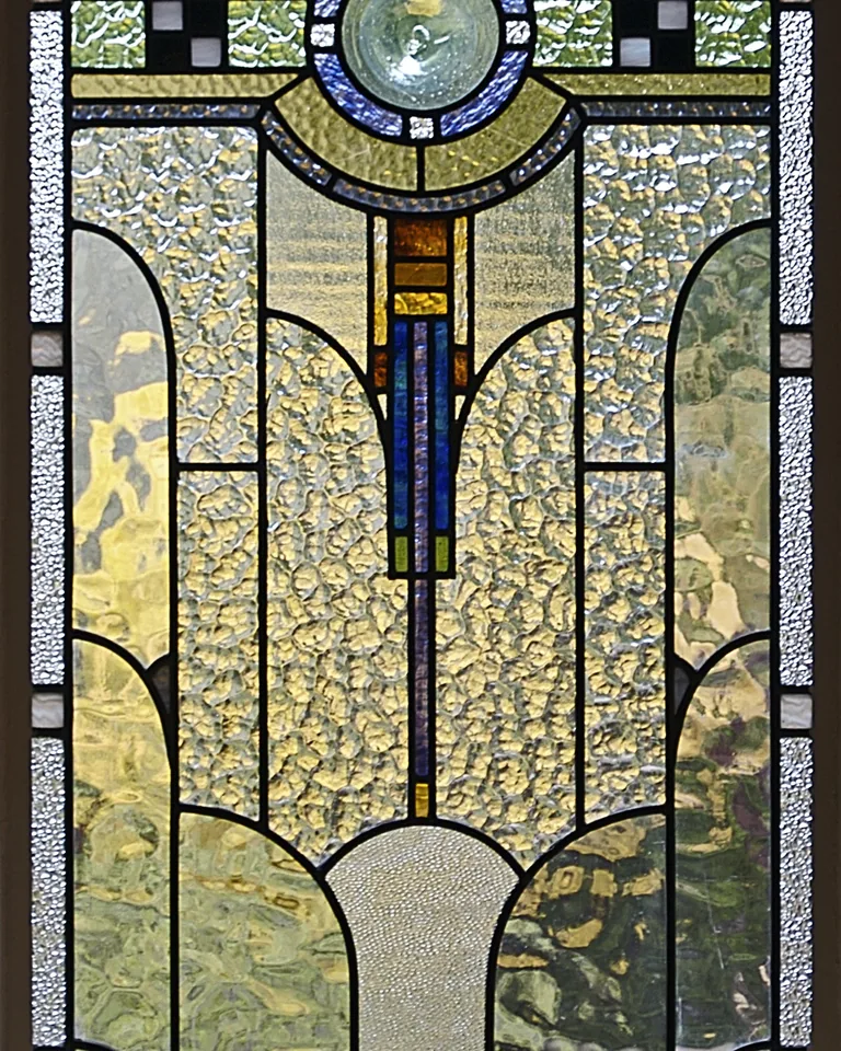 Art Deco style stained glass fanlight window