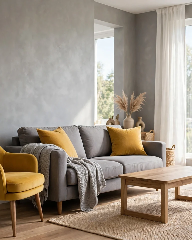 two tone living mustard gray ai
